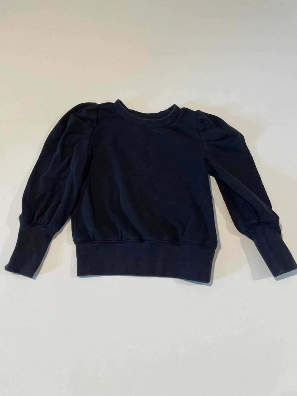 GAP Kids Terry Sweatshirt Puffy Sleeve Black Cotton Girls Size S Ages 6 to 7
